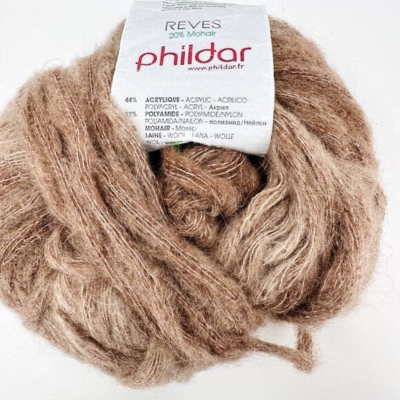 Vintage Phildar Reve 20% Mohair Yarn Bulky Light Latte Brown Made in Italy - Picture 1 of 4